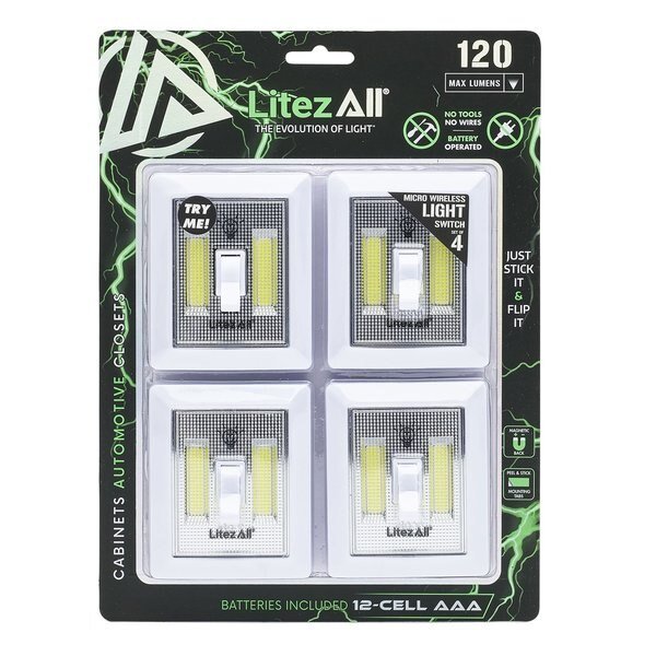 COB LED Mini Light Switch, 4PK, Litezall, Mfr#: LA-MINISWx4-6