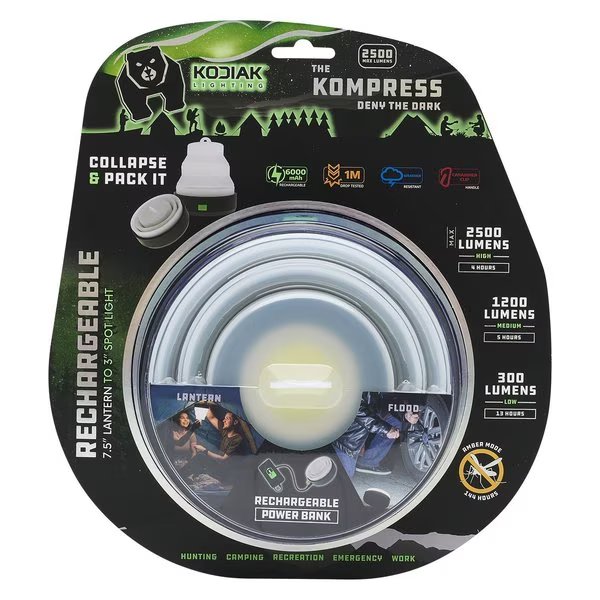 Kompress Rechargeable Collapsible Lantern, Kodiak, Mfr#: K-KOMPRESS-4/8