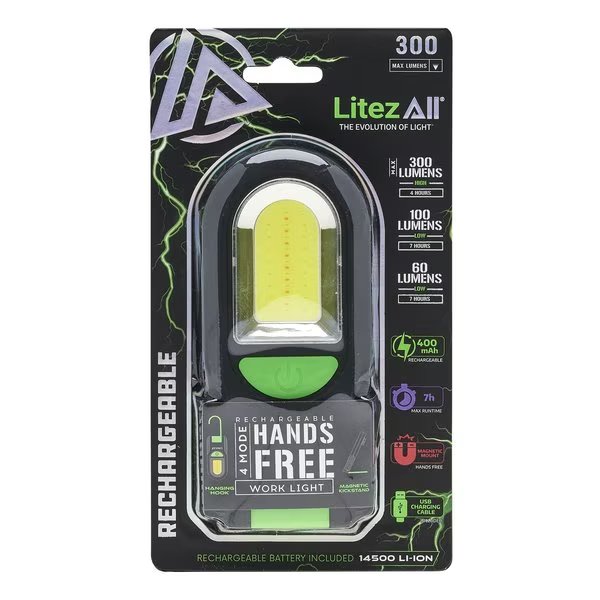 Rechargeable Work Light and Emergency Light, Litezall, Mfr#: LA-RCHOVLWRK-8/16