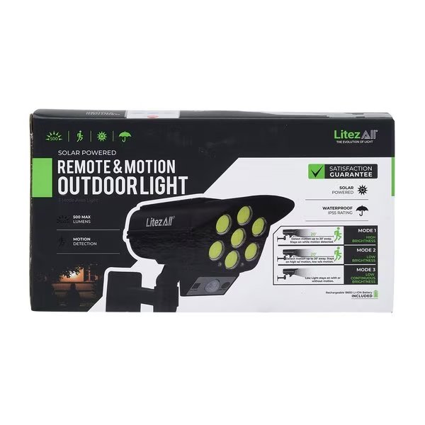 500 Lumen Solar Security Light, Litezall, Mfr#: LA-SLRSEN500-3/12