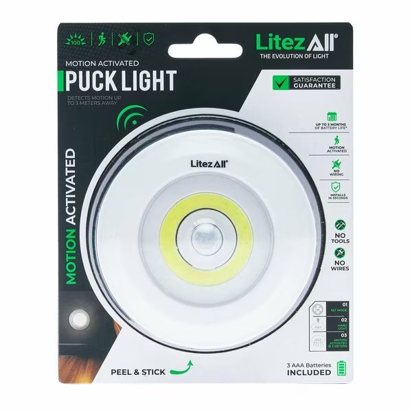 Motion Activated Puck Light Battery Powered, Promier Products, Mfr#: LA-TOPLTSN-6/24