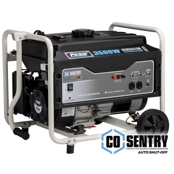 Portable Generator, Gasoline, 3,000 W Rated, 3,500 W Surge, Recoil Start, 120V AC, 25 A, Pulsar, Mfr#: PG3500MRCO