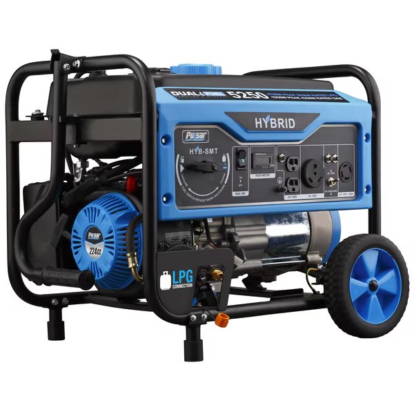 Portable Generator, Gasoline/Liquid Propane, 4,750 W Rated, 5,250 W/4,250 W Surge, Recoil Start, Pulsar, Mfr#: PG5250B