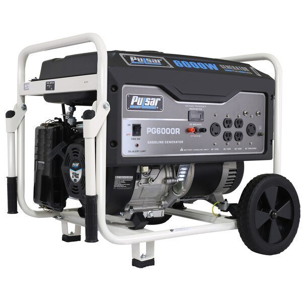 Portable Generator, Gasoline, 5,000 W Rated, 6,000 W Surge, Recoil Start, 120/240V AC, 50 A, Pulsar, Mfr#: PG6000R
