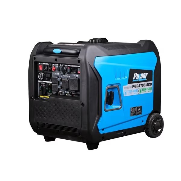 Portable and Inverter Generator, 6,000 W/5,500 W Rated, 7,250 W/6,000 W Surge, 20 A A, Pulsar, Mfr#: PGDA70BISCO
