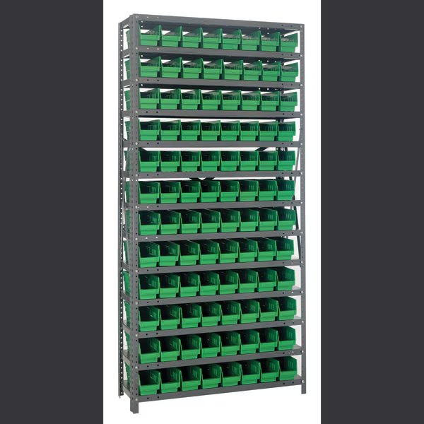 Steel Shelving with plastic bins, Quantum Storage Systems, Mfr#: 1875-103GN