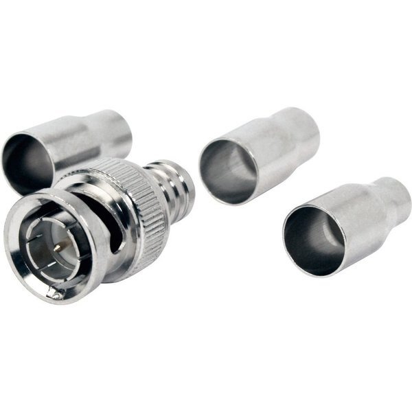BNC (Male) Connector, 50 Ohm - 2Pc-Crimp-On, Universal (With 3 Ferrules), Quest Technology International, Mfr#: CBN-2125