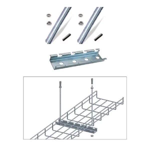 Cable Tray Ceiling Hanging Bar Kit with Rods, 8in , Zinc, Quest Manufacturing, Mfr#: CT0013-08-03