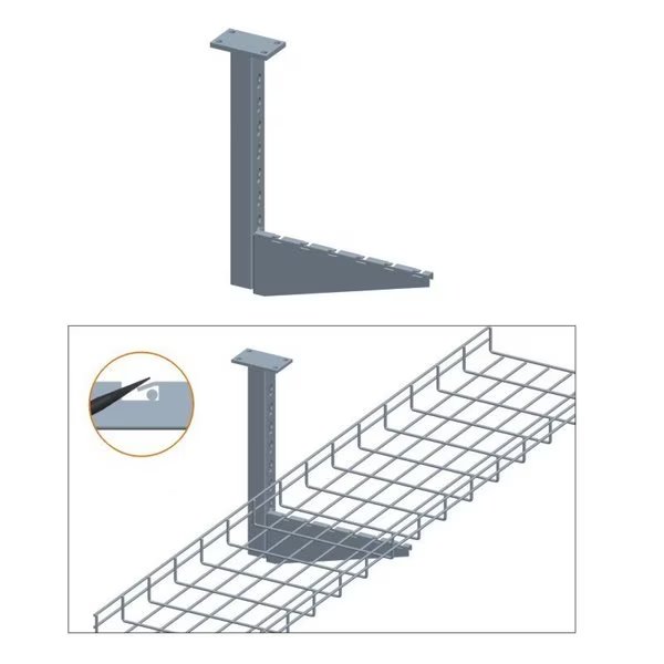 Cable Tray Ceiling Flag Bracket, 8", Zinc, Quest Mfg, Mfr#: CT0028-08-03