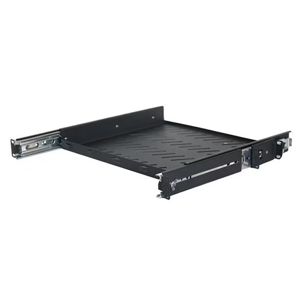 Single-Sided Slide-Out Vented Shelf, 1U, 19" x 14"D, Black, Quest Mfg, Mfr#: ES0419-0114