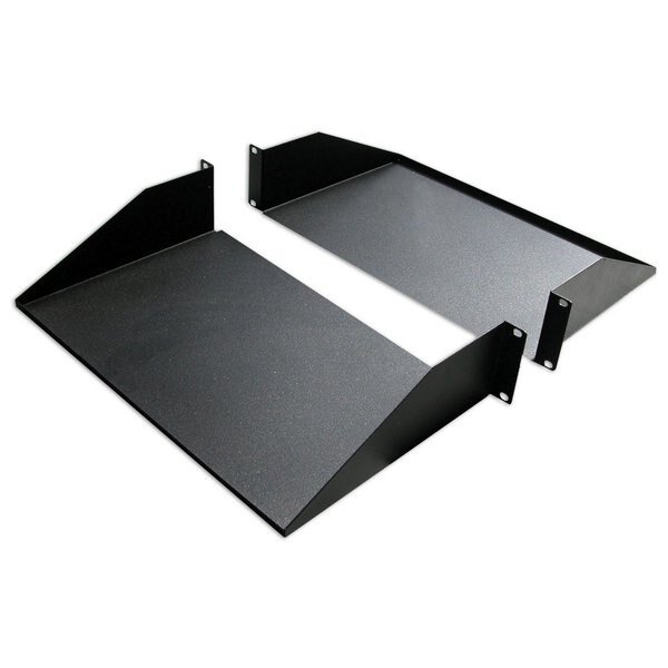 Double-Sided Non-Vented Divided Shelf, 2U, 19" x 25"D, Black, Quest Mfg, Mfr#: ES0919-0225