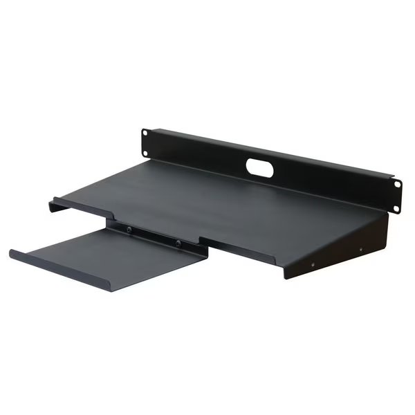Keyboard Shelf With Reversible Mouse Tray, 1U, 19" x 8"D, Black, Quest Mfg, Mfr#: ES1019-0108