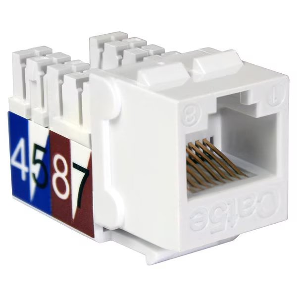 Cat5E Slim-Style 90 Degree Keystone Jacks, 8P8C - White, Quest Technology International, Mfr#: NKJ-5508