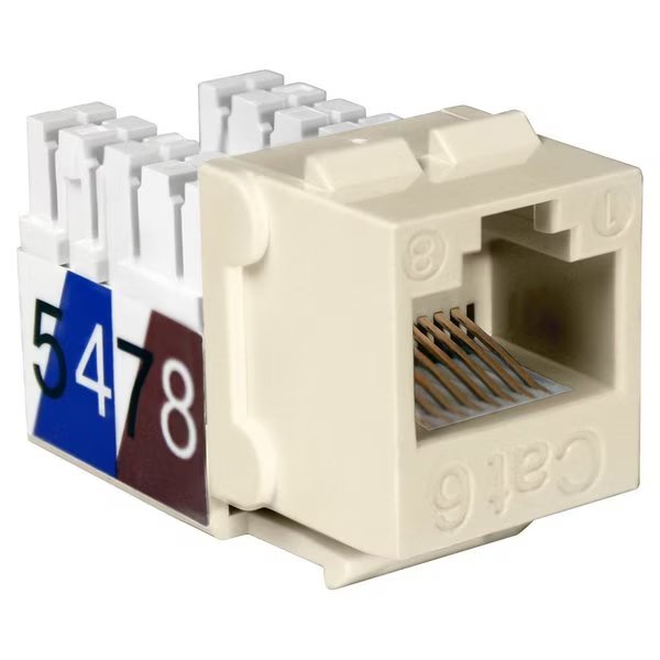 Cat6 Slim-Style 90 Degree Keystone Jacks, 8P8C - Almond, Quest Technology International, Mfr#: NKJ-6509