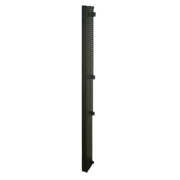 2-Post Rack Vertical Cable Manager Duct with Cover, 70 Cables per Side, 6', Black, Quest Mfg, Mfr#: VR-07-140