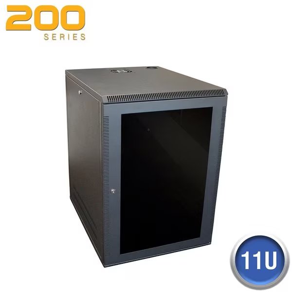 Wall Enclosure, Front/Side Access, 11U, 23"H x 21"W x 20"D, Black, Quest Mfg, Mfr#: WM2019-11-02