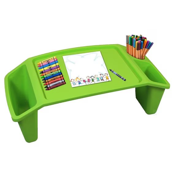 Portable Kids Lap Desk Tray W/ 3 Compartments, Green, 23 in W x 8 in L, Basicwise, Mfr#: QI003253G