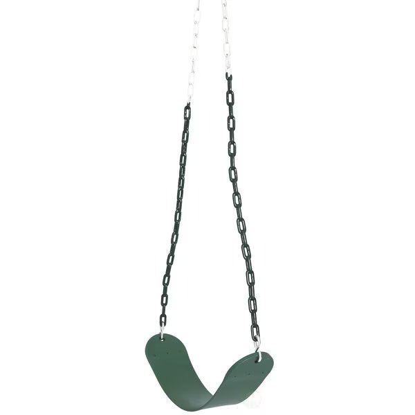 Heavy Duty Flexible Green Belt Swing with Coated Metal Chain, Playberg, Mfr#: QI003376