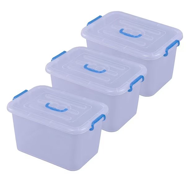 Large Clear Storage Container With Lid and Handles, PK 3, Basicwise, Mfr#: QI003488.3