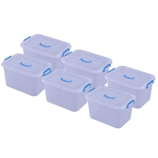 Large Clear Storage Container With Lid and Handles, PK 6, Basicwise, Mfr#: QI003488.6
