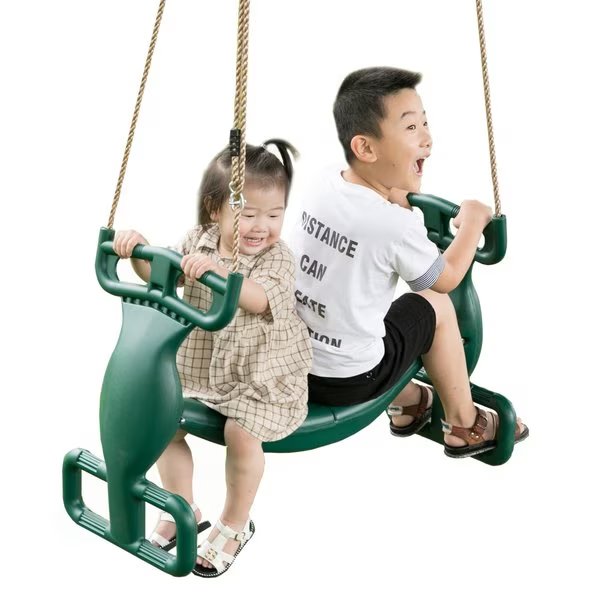 Plastic Double Glider Playground 2 Person Swing, Green, Playberg, Mfr#: QI003582G