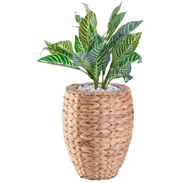 Water Hyacinth Round Floor Planter with Metal Pot, Small, Vintiquewise, Mfr#: QI003547.S