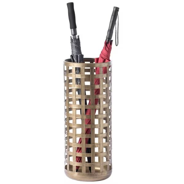 Round Metal Woven Umbrella Storage Stand, Vintiquewise, Mfr#: QI003813
