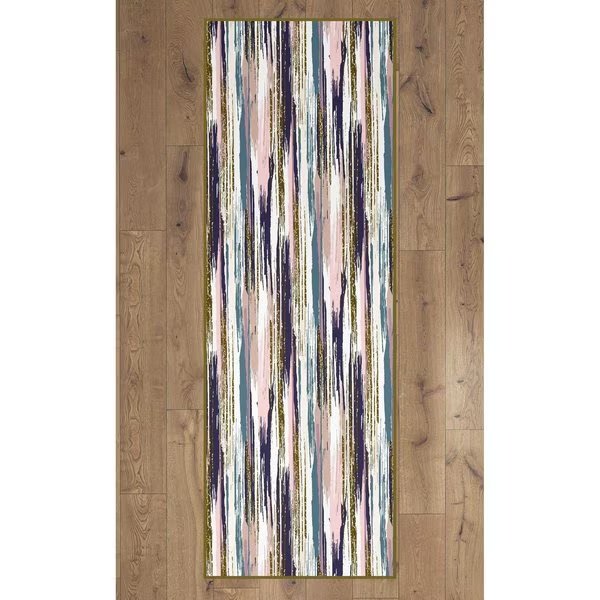 Area Rug with Nonslip Backing, Abstract Brushstrokes and Glitter Pattern, 2.5 x 6.5 Ft Runner, Deerlux, Mfr#: QI003640.R