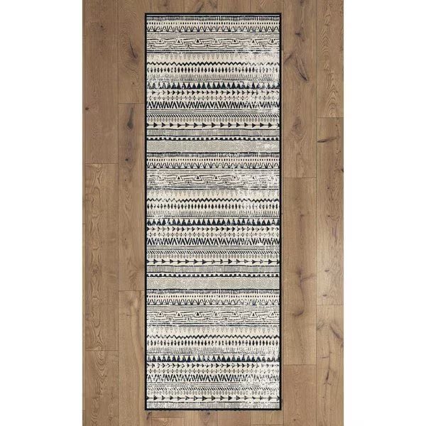 Boho Living Room Area Rug with Nonslip Backing, Bohemian Tribal Print Pattern, 2.5 x 6.5 Ft Runner, Deerlux, Mfr#: QI003648.R