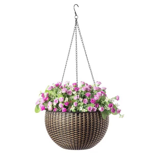 10 Self Watering Bronze Hanging Basket Flower Planter, Gardenised, Mfr#: QI003891