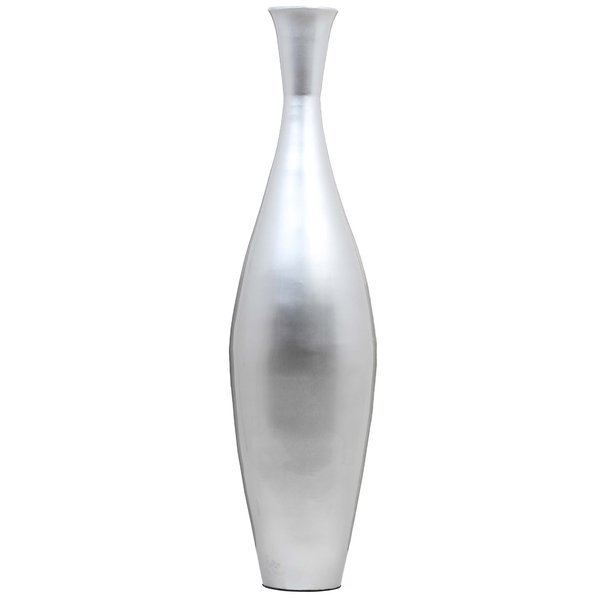 Tall 43" Inch Modern Bamboo Narrow Trumpet Floor Vase Silver Metallic Finish, Uniquewise, Mfr#: QI003889.SI