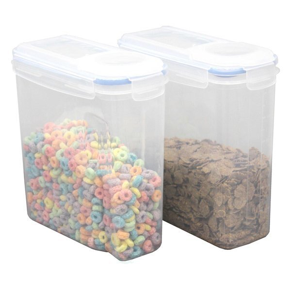 Large BPA-Free Plastic Food Cereal Containers, Airtight Spout Lid, PK 2, Basicwise, Mfr#: QI003322.2