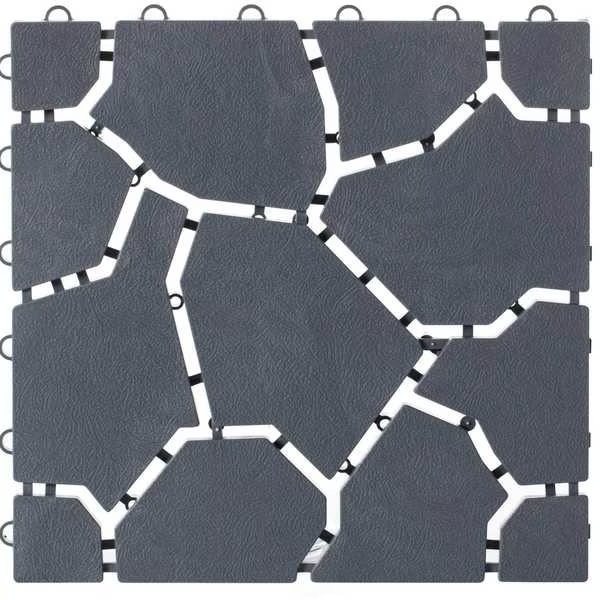 Gray Garden Path Track Interlocking Stone Look Design Pathway Tile Floor Paver, PK 4, Gardenised, Mfr#: QI004108.4