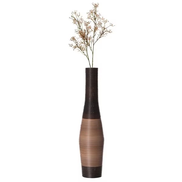 Decorative Freestanding Antique Cylinder Shape Floor Vase, 41" Tall, Brown, Uniquewise, Mfr#: QI004140