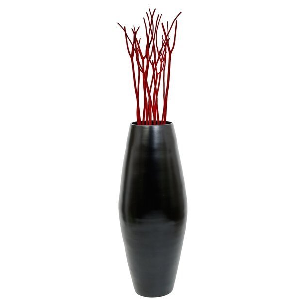 Bamboo Cylinder Floor Vase-Handcrafted Tall Decorative Vase-Ideal for Dining Room, Living Room, 27.5", Black, Uniquewise, Mfr#: QI003245.BK