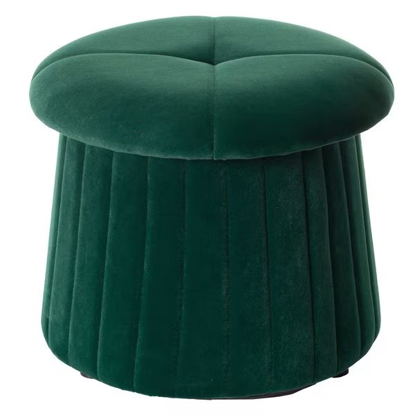 Modern Tufted Velvet Mushroom Shape Storage Ottoman Storage Stool Trunk, Green, Fabulaxe, Mfr#: QI004182.GN