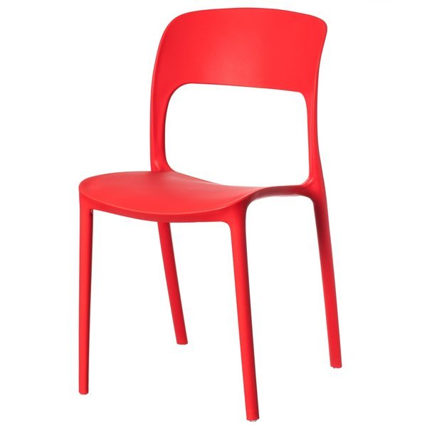 Modern Plastic Outdoor Dining Chair with Open Curved Back, Red, Fabulaxe, Mfr#: QI004227.RD