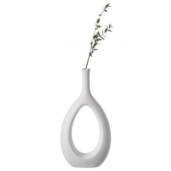 Contemporary White Ceramic Unique Shaped Flower Table Vase Centerpiece, 11 Inch, Uniquewise, Mfr#: QI004363.L.WT