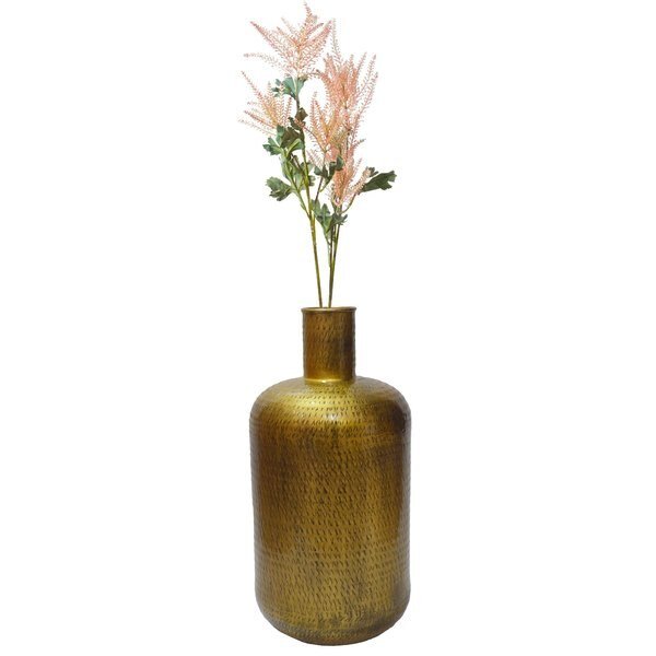 Antique Gold Metal Floor Flower Bottle Shape Vase for Entryway, Living Room or Dining Room, Uniquewise, Mfr#: QI004248