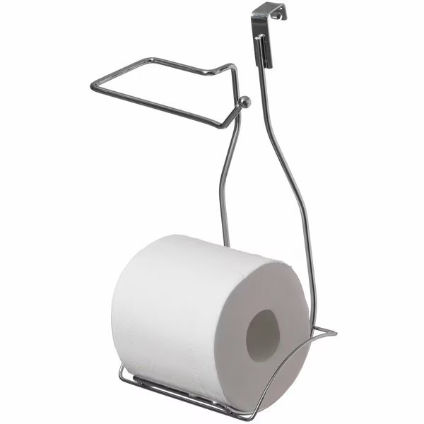 Chrome Over the Tank 2 Slots Toilet Tissue Paper Holder Organizer for Bathroom Storage, Basicwise, Mfr#: QI004449