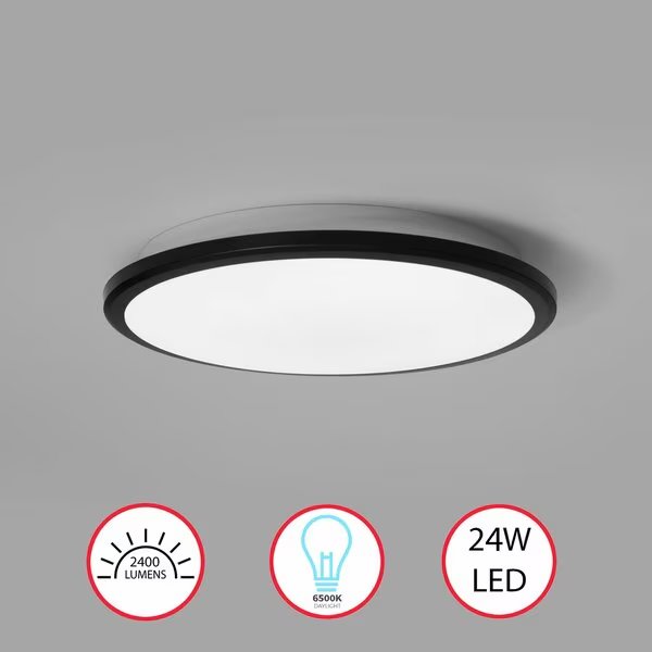 LED Ceiling Light Fixture, 6500K Daylight White Energy-Saving with 30,000 H Lifetime, Black Set of 2, Quickway Imports, Mfr#: QI004034.M.BK.2