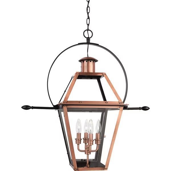 Rue De Royal 4-Light Aged Copper Pendant, Quoizel, Mfr#: RO2814AC