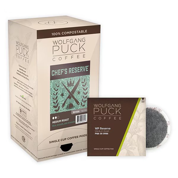 Chef’s Reserve ® Soft Coffee Pods, PK108 PK, Wolfgang Puck Coffee, Mfr#: 016431