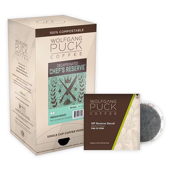 Chef’s Reserve ® Decaf Soft Coffee Pods, PK108 PK, Wolfgang Puck Coffee, Mfr#: 016432