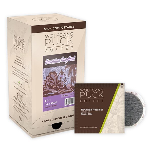 Hawaiian Hazelnut Soft Coffee Pods, PK108 PK, Wolfgang Puck Coffee, Mfr#: 016445