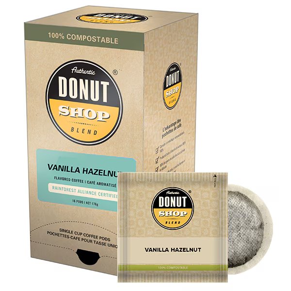 Vanilla Hazelnut, Soft Coffee Pods, PK96 PK, Authentic Donut Shop Blend, Mfr#: RI8306