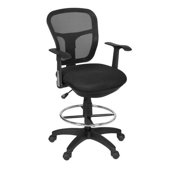 Regency Harrison Mesh Back Rolling Adjustable Swivel Bar Height Drafting Stool with Arms- Black, Harrison, Mfr#: 5125STBK