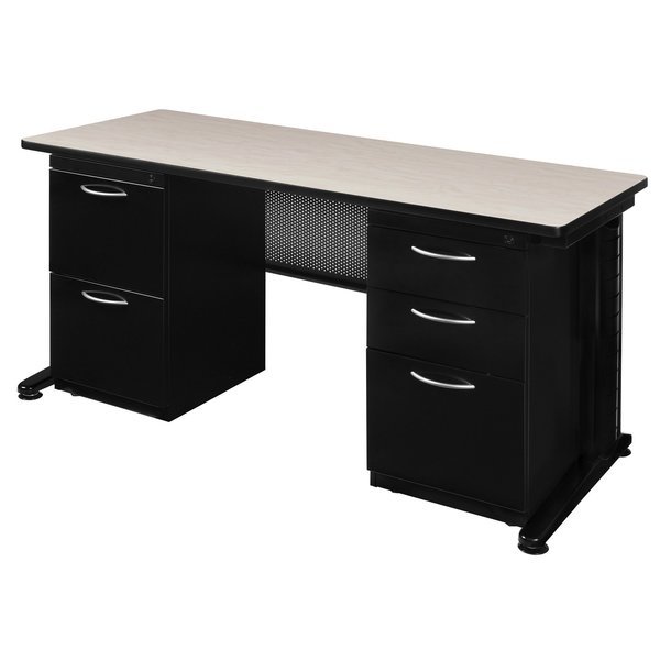 Pedestal Desk, 30 D X 66 W X 29 H, Maple, Wood|Metal, Fusion, Mfr#: MDP6630PL