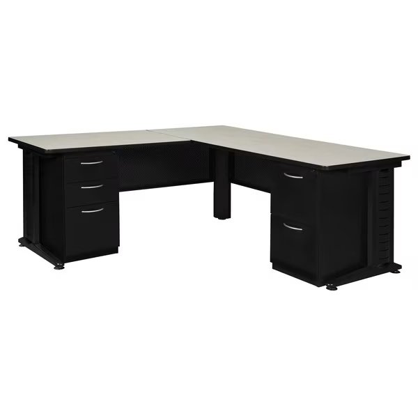 L Shaped Desk, 72 D X 72 W X 29 H, Maple, Wood|Metal, Fusion, Mfr#: MLD723042PL