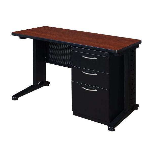 Pedestal Desk, 24 D X 48 W X 29 H, Cherry, Wood|Metal, Fusion, Mfr#: MSP4824CH